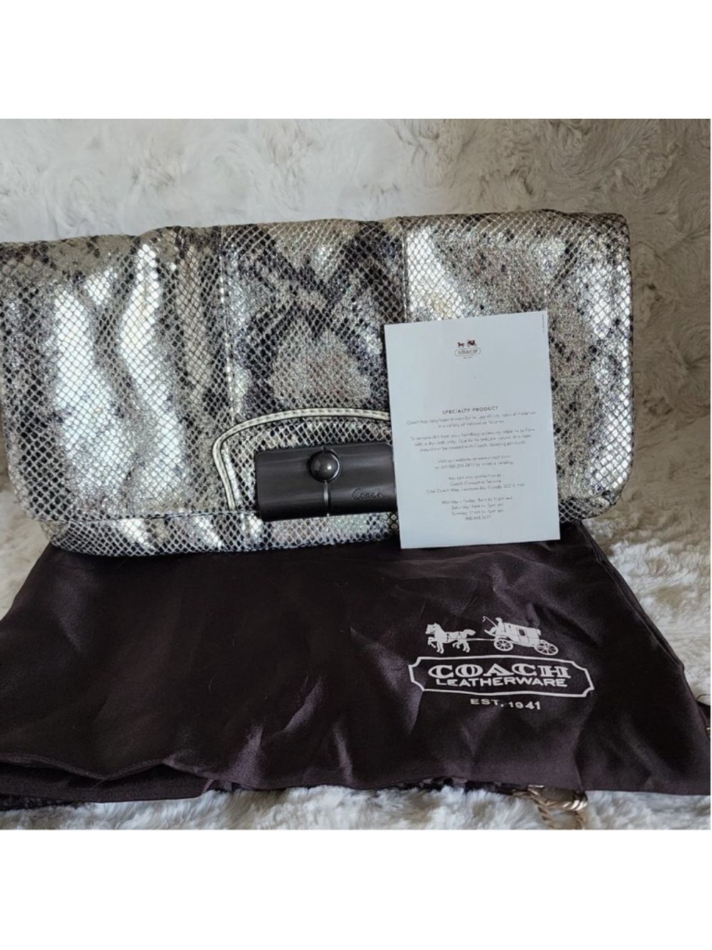 NWOT Coach Limited Edition Metallic Snakeskin Clutch - Picture 15 of 16